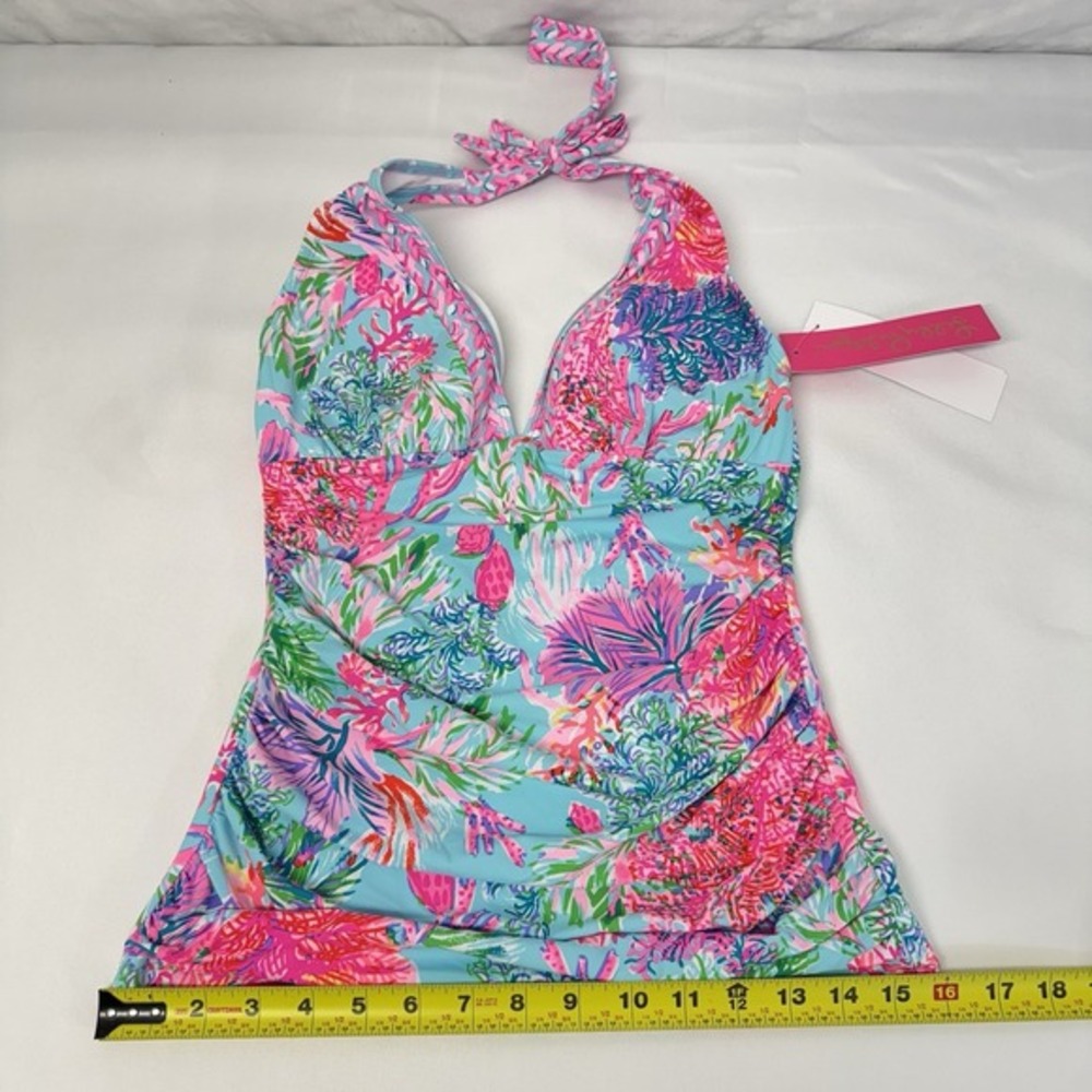 NEW Lilly Pulitzer Bliss Halter Tankini Top Celestial Blue Cay to Heart Sz 4 - Picture 11 of 16